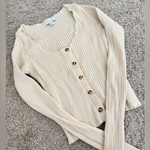 Topshop Beige Ribbed Knit Top